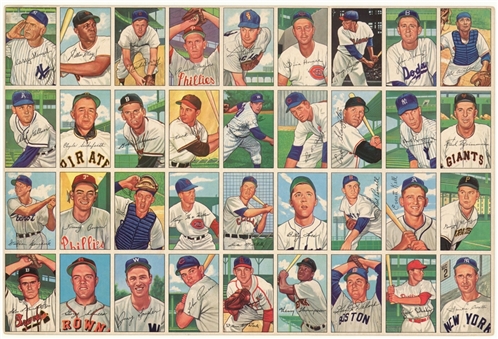 1952 Bowman "High Number" Series Uncut Sheet (36 Cards) Featuring Willie Mays